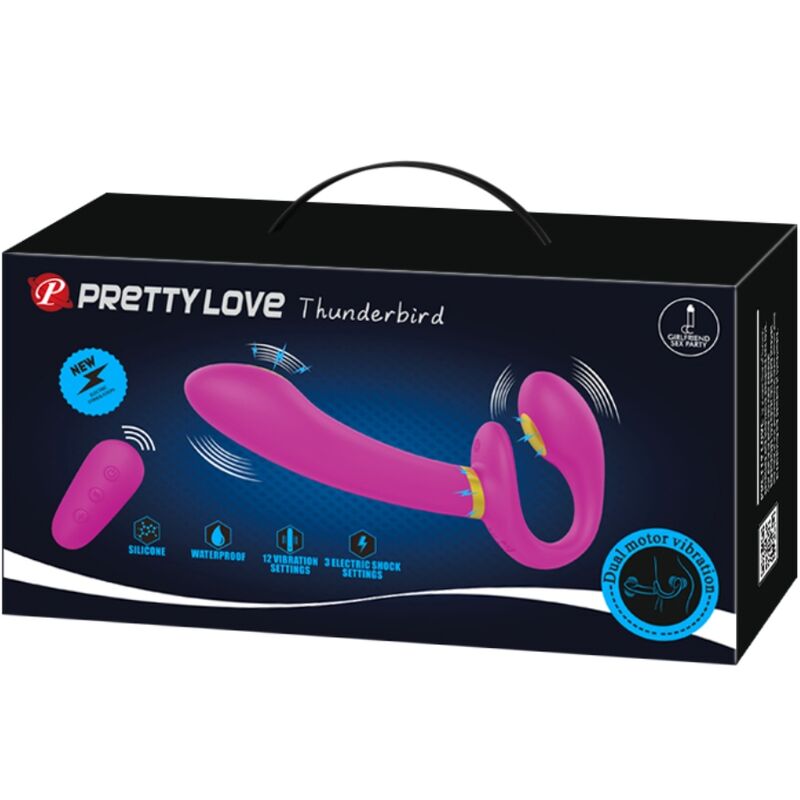 PRETTY LOVE - THUNDERBIRD DOUBLE VIBRATOR STRAP-ON REMOTE CONTROL PURPLE