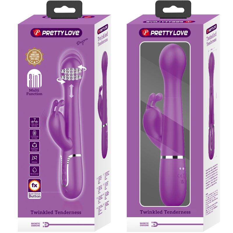 PRETTY LOVE - DEJON 3-IN-1 MULTIFUNCTIONAL RABBIT VIBRATOR PURPLE