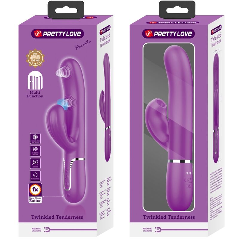 PRETTY LOVE - PERLITE 3-IN-1 MULTIFUNCTIONAL PURPLE RABBIT VIBRATOR