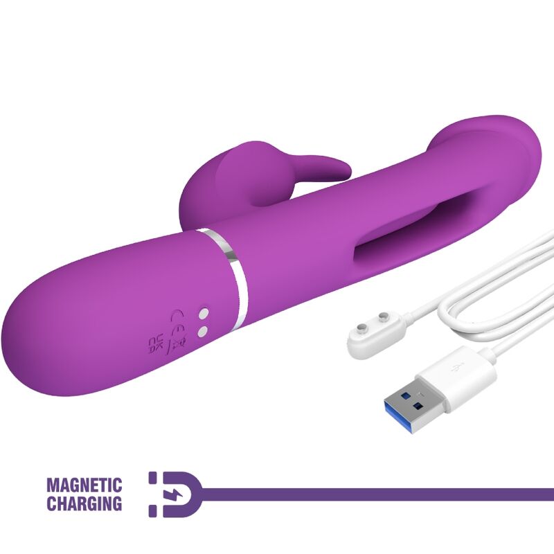 PRETTY LOVE - KAMPAS 3-IN-1 MULTIFUNCTIONAL PURPLE RABBIT VIBRATOR