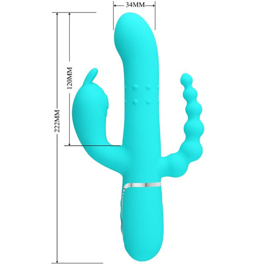 PRETTY LOVE - CAMMY VIBRADOR TRIPLE CONEJO MULTIFUNCIONAL 4 EN 1 AZUL