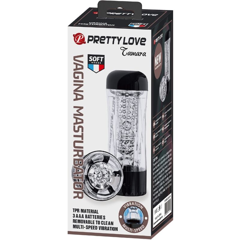 PRETTY LOVE - MASTURBADOR MASCULINO TAMARA MULTIVELOCIDAD VIBRADOR NEGRO