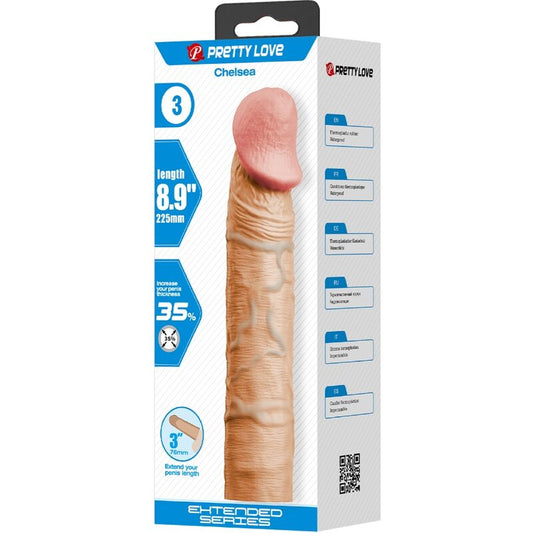 PRETTY LOVE - FUNDA PARA EL PENE CHELSEA CON EXTENSIÓN DE CARNE DE 7,6 CM