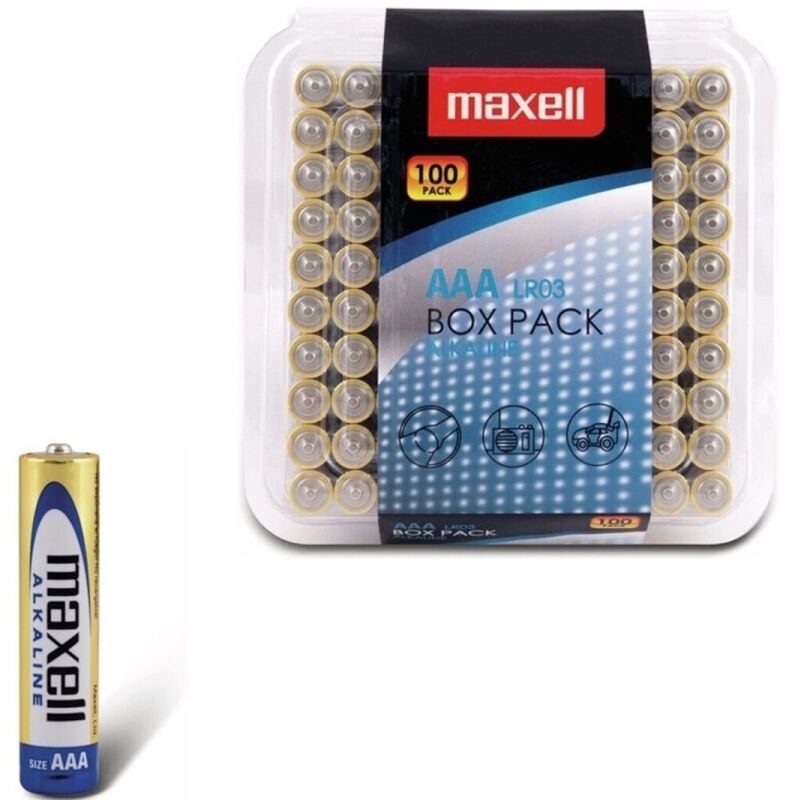 MAXELL - AAA ALKALINE BATTERY LR03 PACK*100 BATTERIES