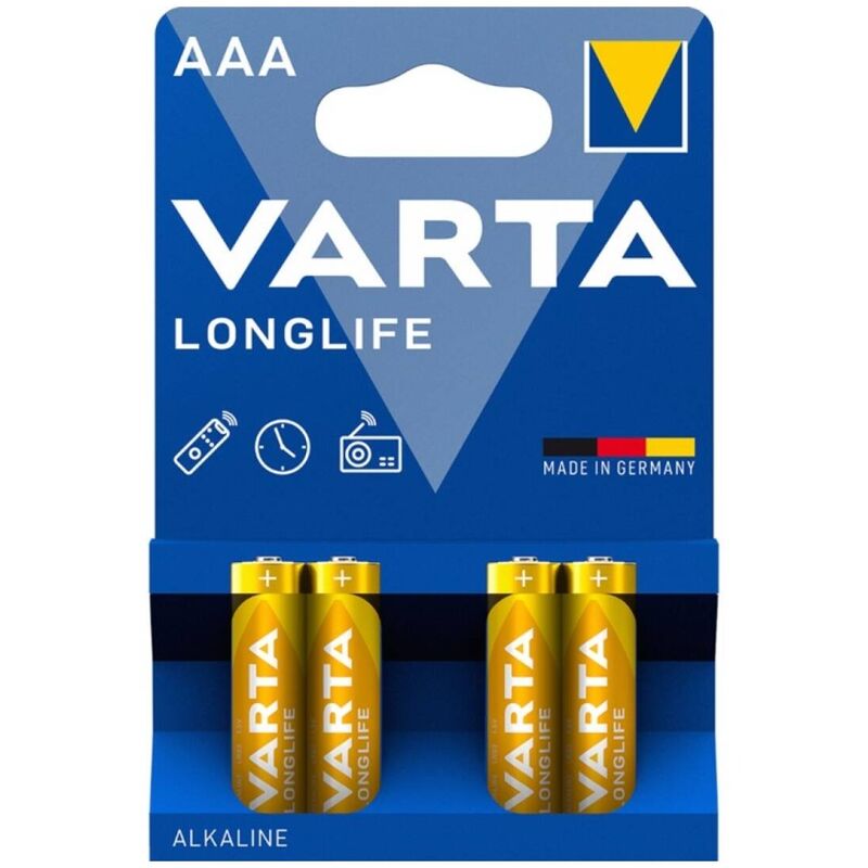 VARTA - PILAS ALCALINAS DE LARGA DURACIÓN AAA LR03 BLÍSTER*4