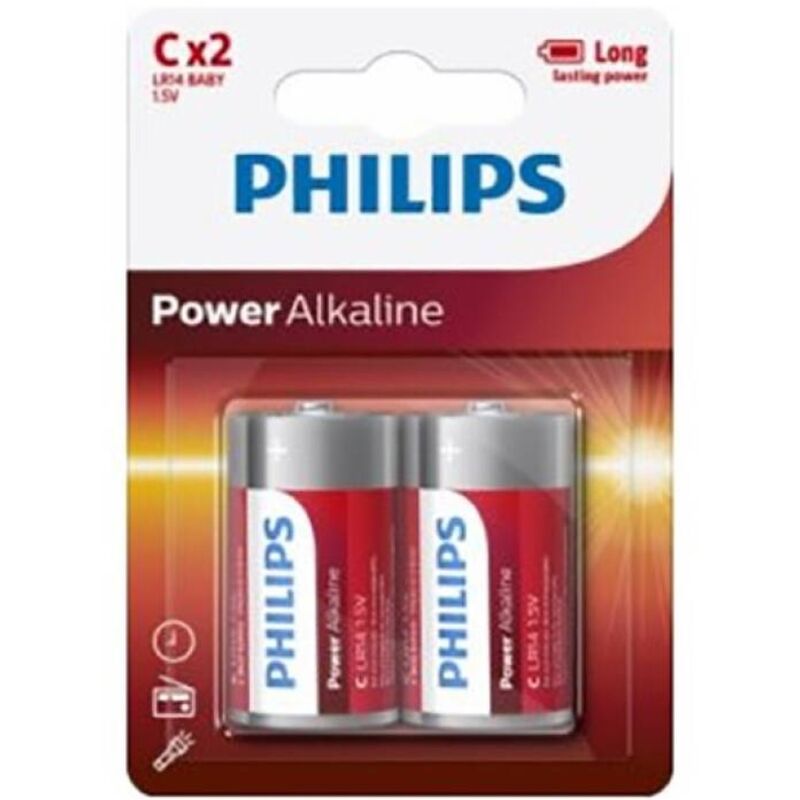 PHILIPS - ALKALINE POWER BATTERY C LR14 BLISTER*2