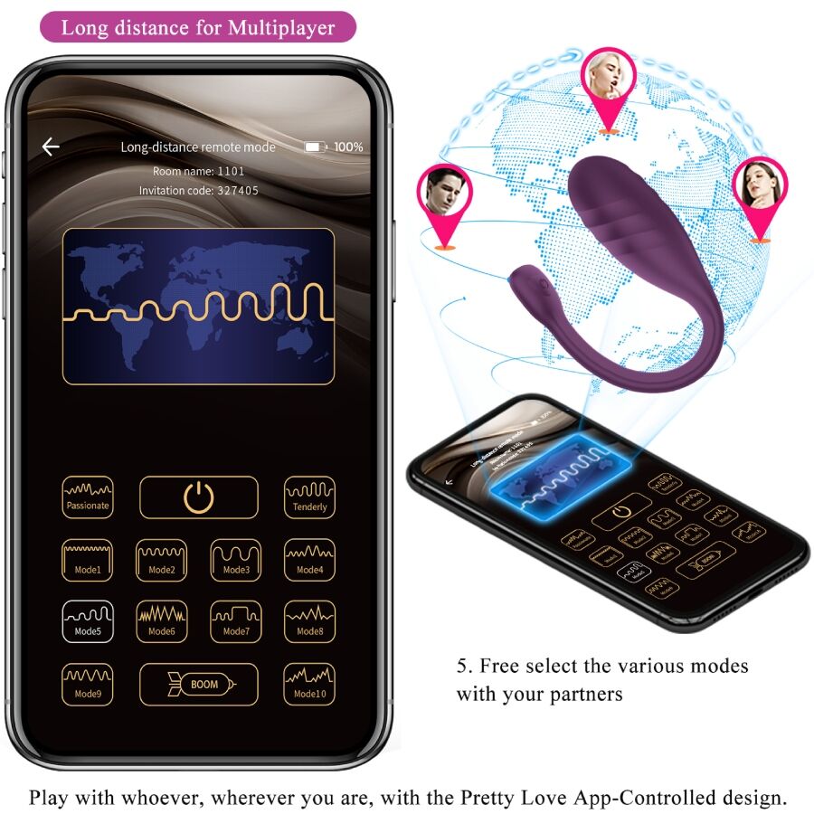 PRETTY LOVE - PURPLE LEVIATHAN APP-CONTROLLED VIBRATOR
