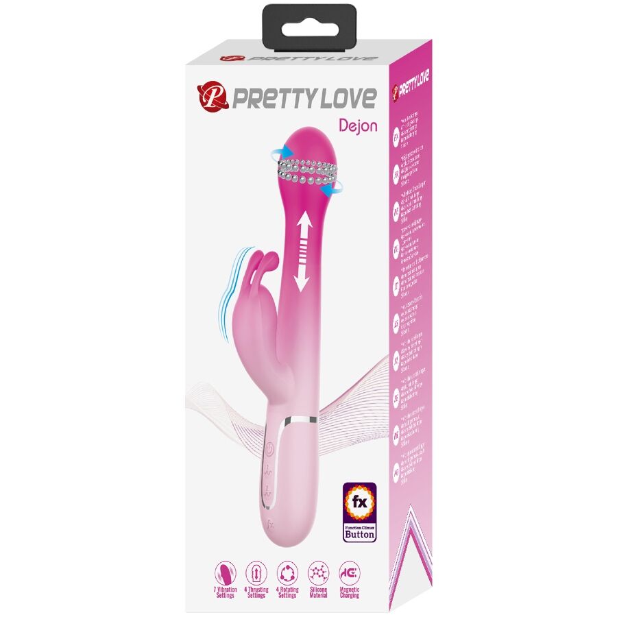PRETTY LOVE - DEJON 3-IN-1 MULTIFUNCTIONAL RABBIT VIBRATOR PINK
