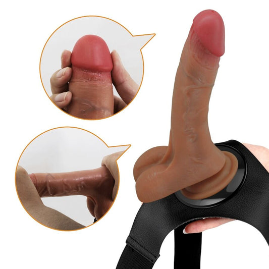 PRETTY LOVE - BRAGUITAS UNIVERSALES CON DILDO VIBRADOR Y SQUIRTING 15,5 CM MULATA