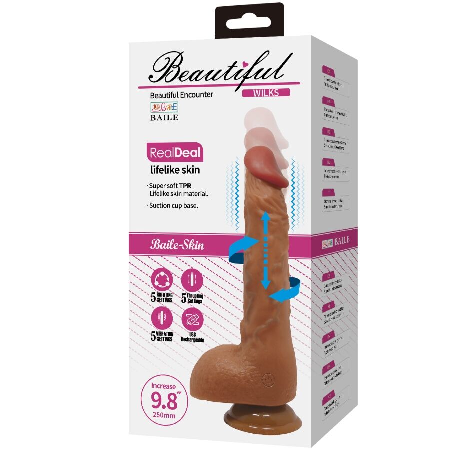 BAILE - BEAUTIFUL WILKS 5 SETTINGS REALISTIC VIBRATOR 25 CM MULATTO