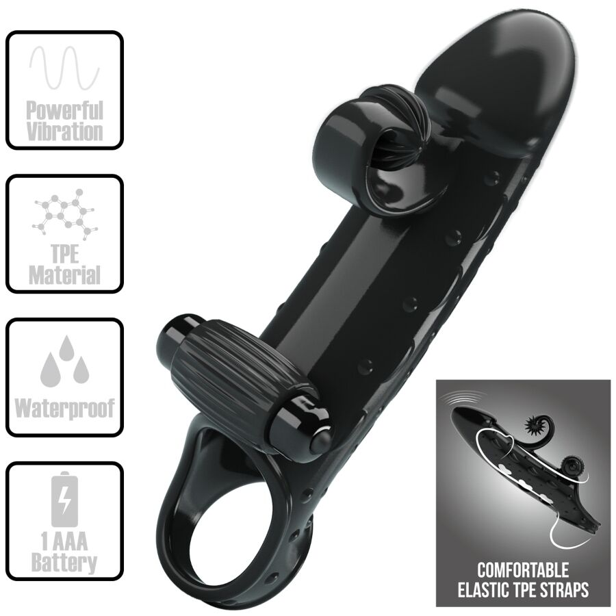 ROMANCE - FUNDA VIBRADORA PARA EL PENE NEGRA