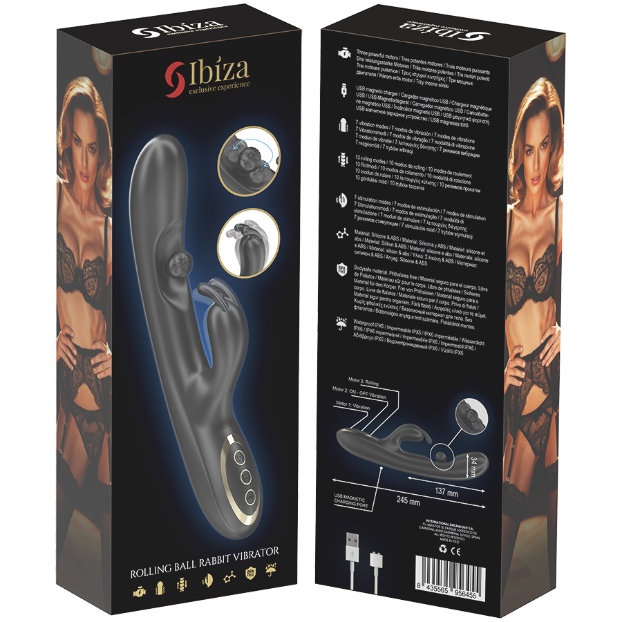 IBIZA - PODEROSO VIBRADOR RABBIT COM PÉROLA ROLANTE MASSAGEADORA