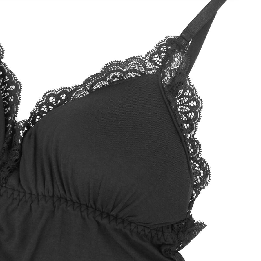 SUBBLIME - BLACK TEDDY FLORAL LACE DETAIL L/XL