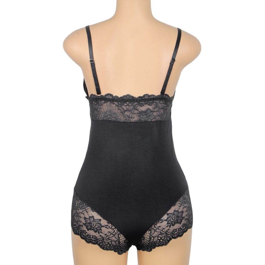 SUBBLIME - BLACK TEDDY FLORAL LACE DETAIL L/XL