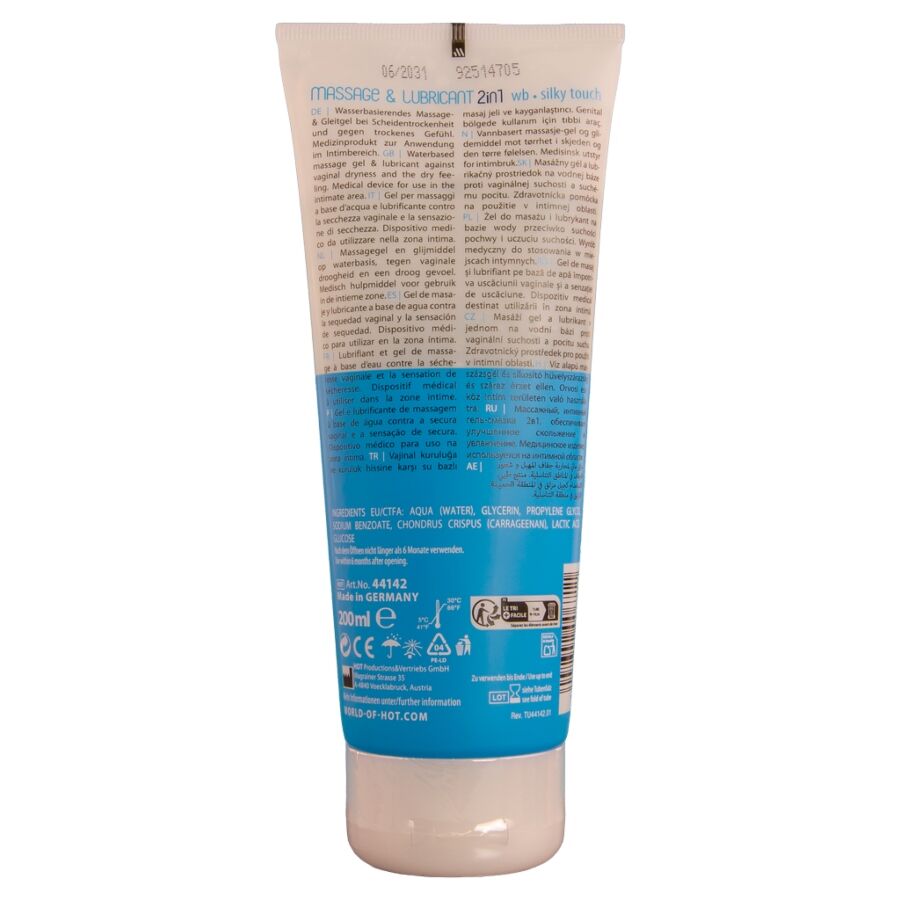 HOT - GEL DE MASSAGEM E DESLIZAMENTO 2 EM 1 COM TOQUE SEDOSO 200ML