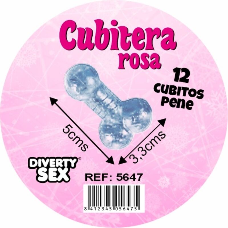 DIABLO PICANTE - 12 PÊNIS DE SILICONE DURO PENDURADOS EM BALDE DE GELO ROSA