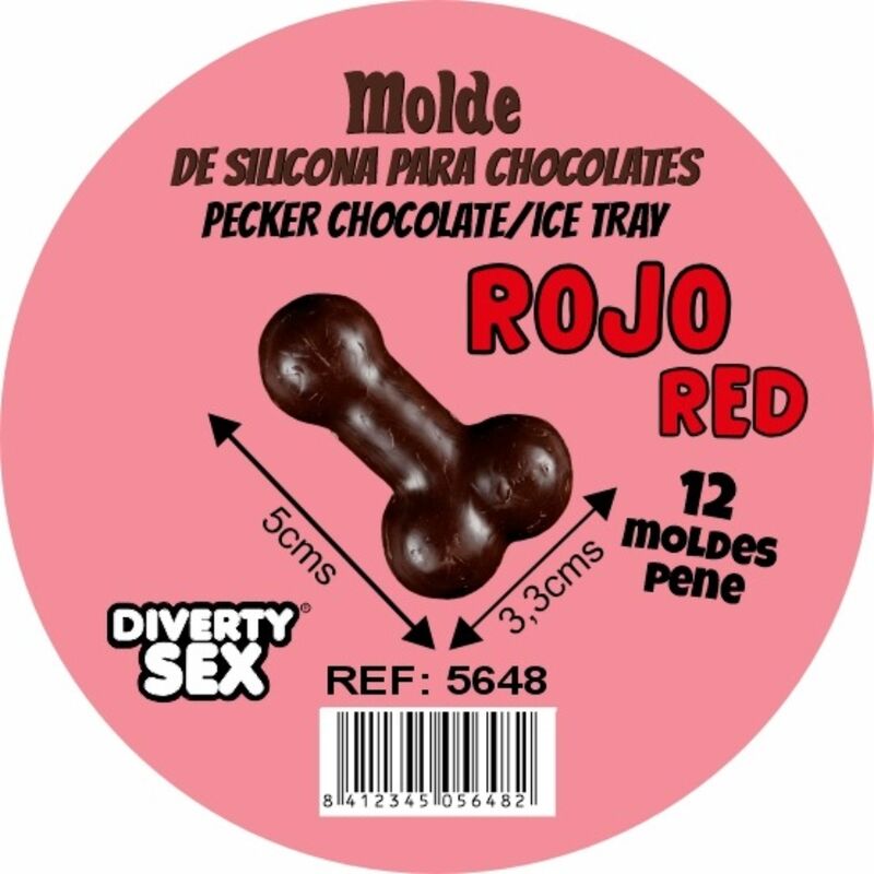 DIABLO PICANTE - FORMA DE CHOCOLATE COM 12 PÊNIS DE SILICONE PARA PENDURAR VERMELHO