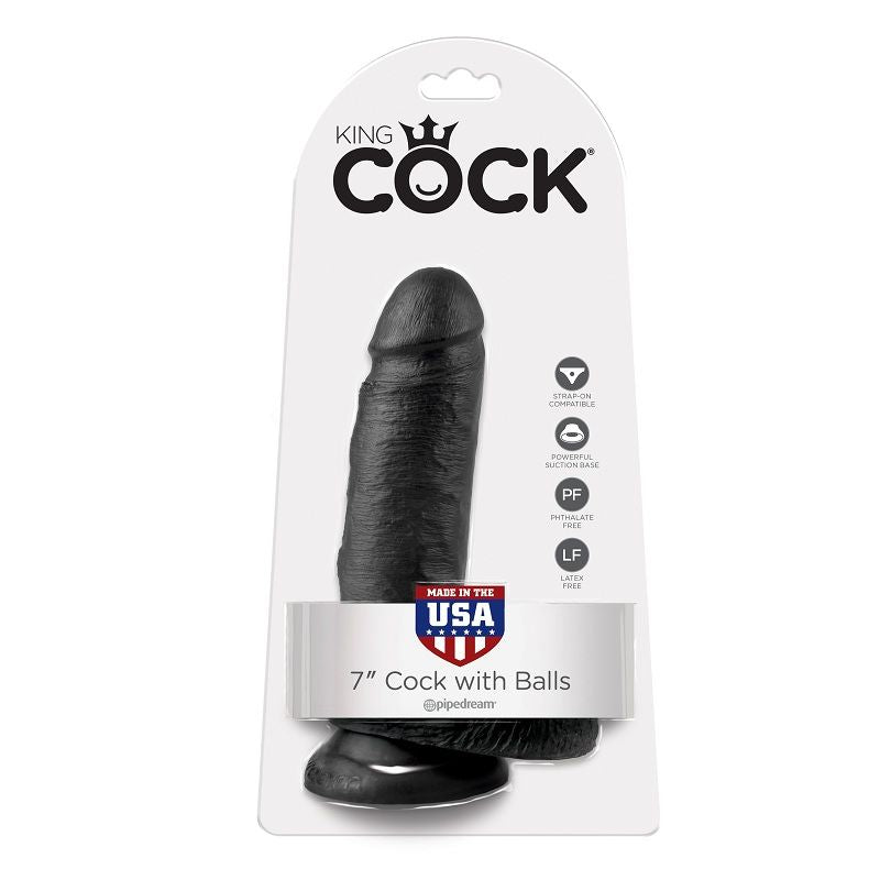 KING COCK - 7 BLACK DILDOS WITH 17.8 CM BALLS