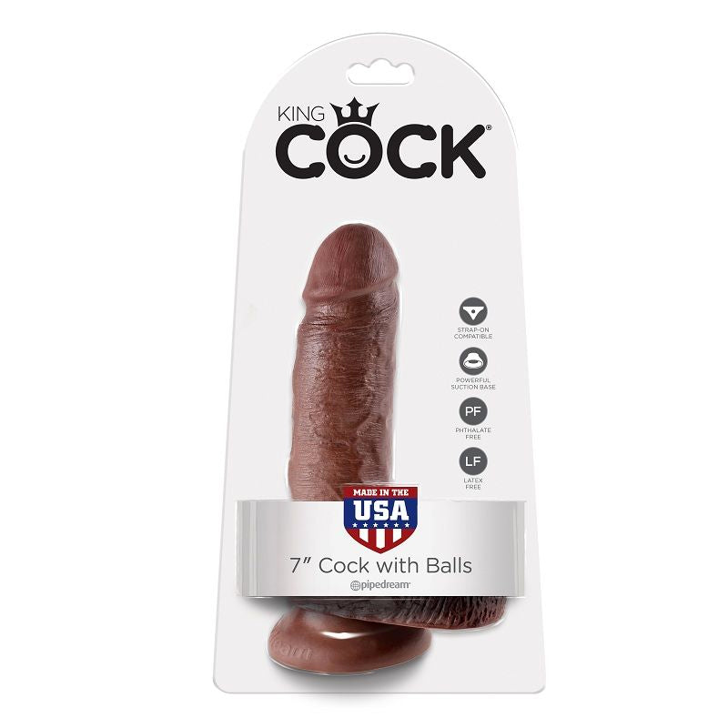 KING COCK - 7 DILDOS MARRONES CON BOLAS DE 17,8 CM
