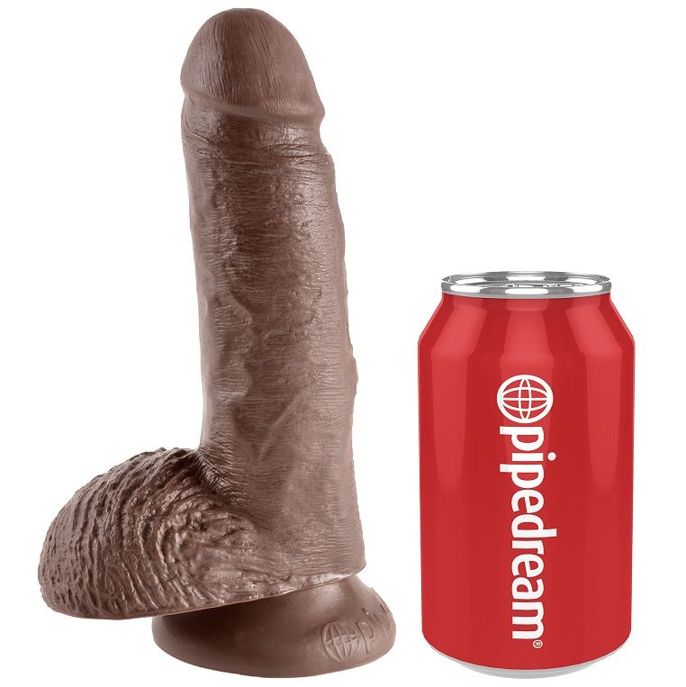 KING COCK - 7 DILDOS MARRONES CON BOLAS DE 17,8 CM