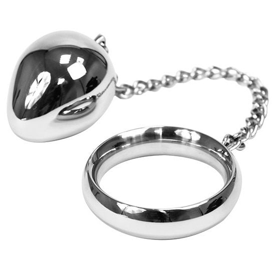 HARD METAL - 50MM COCK RING + CHAIN WITH METAL BALL