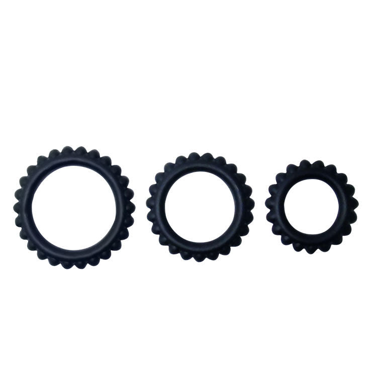 BAILE - TITAN SET DE 3 ANILLOS PARA PENE NEGROS 2.8 + 2.4 + 1.9 CM