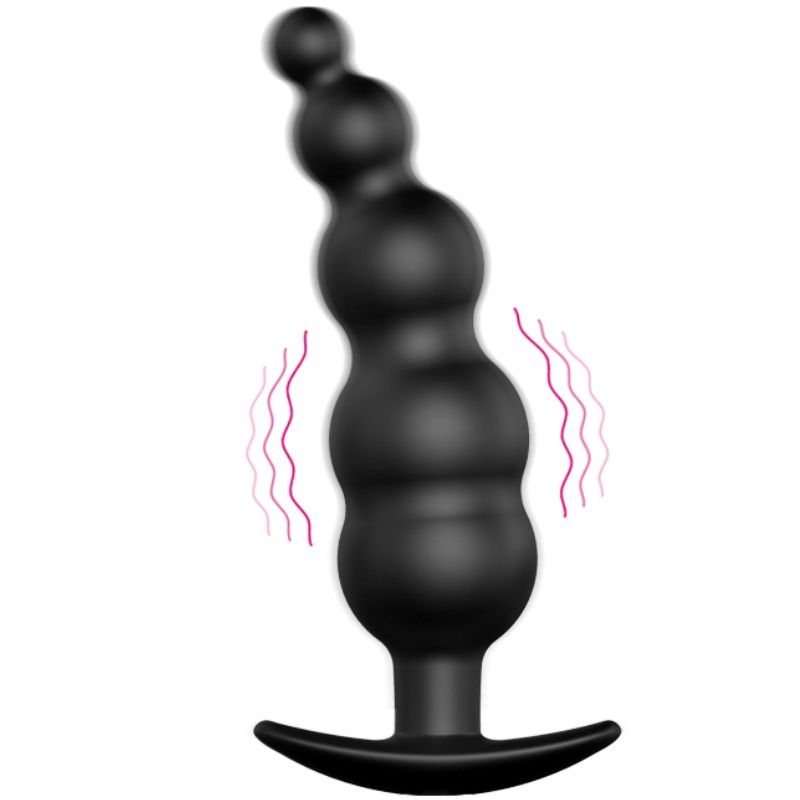 PRETTY LOVE - PLUG ANAL DE SILICONA CON ESTIMULACIÓN EXTRA Y 12 MODOS DE VIBRACIÓN - NEGRO