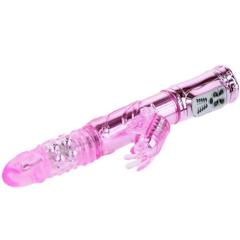 BAILE - VIBRADOR RECARGABLE CON ROTACIÓN Y ESTIMULADOR DE MARIPOSA PULSANTE
