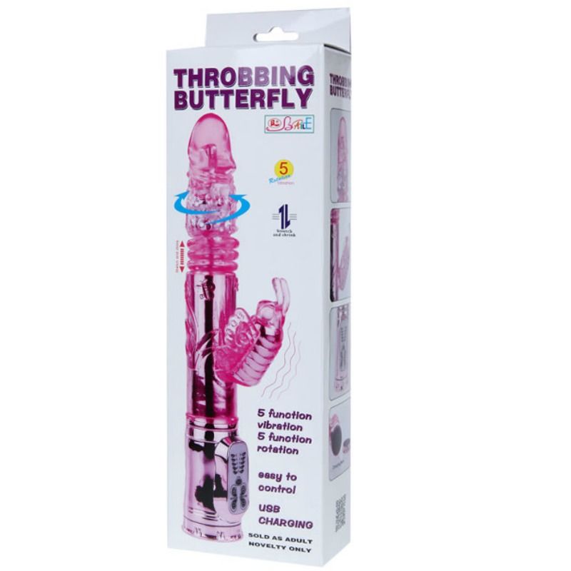 BAILE - VIBRADOR RECARGABLE CON ROTACIÓN Y ESTIMULADOR DE MARIPOSA PULSANTE