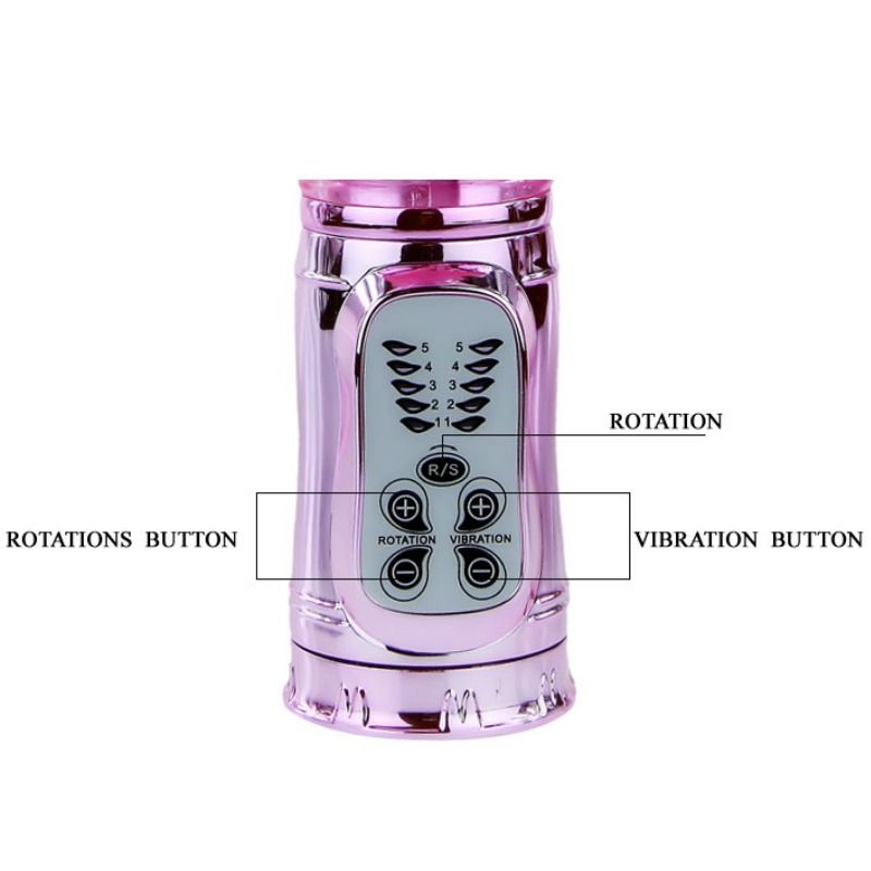 BAILE - VIBRADOR RECARGABLE CON ROTACIÓN Y ESTIMULADOR DE MARIPOSA PULSANTE
