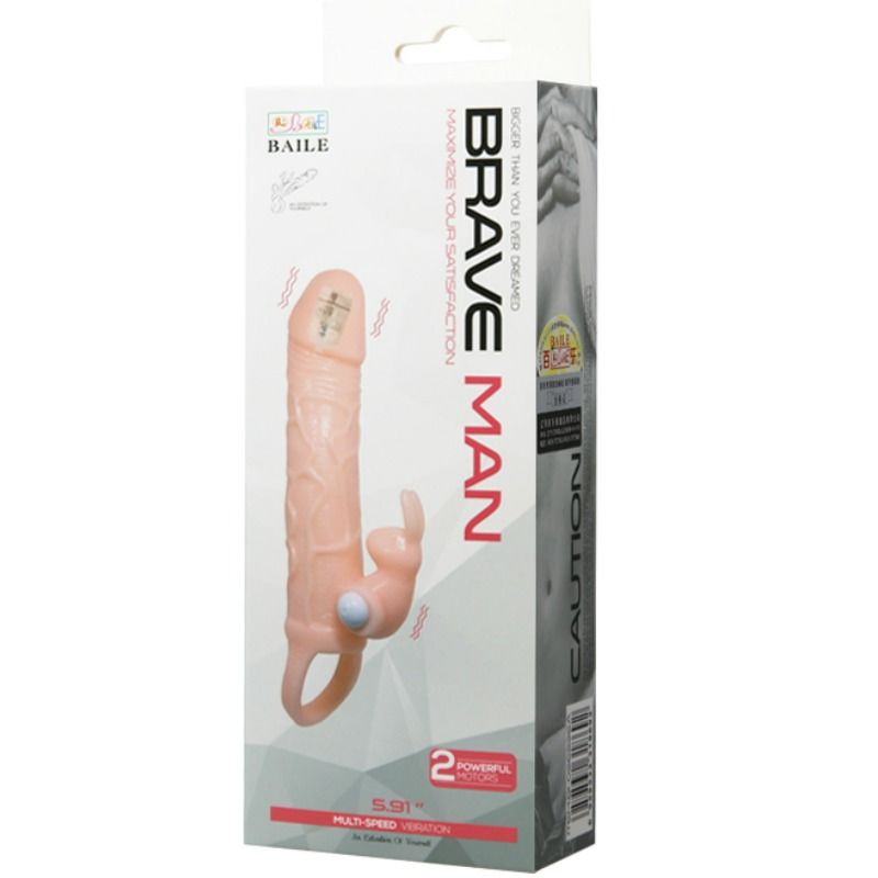 BAILE - FUNDA PARA PENE BRAVE MAN CON CONEJO Y DOBLE MOTOR DE CARNE 16,5 CM