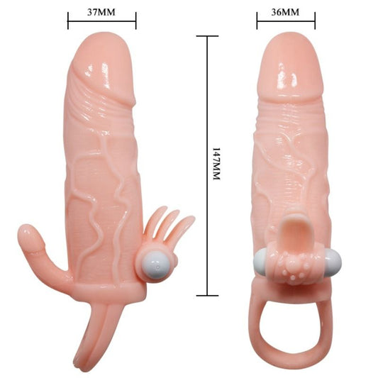 BAILE - BRAVE MAN FUNDA PARA PENE CON ESTIMULACIÓN ANAL Y CLÍTORIS 16,5 CM