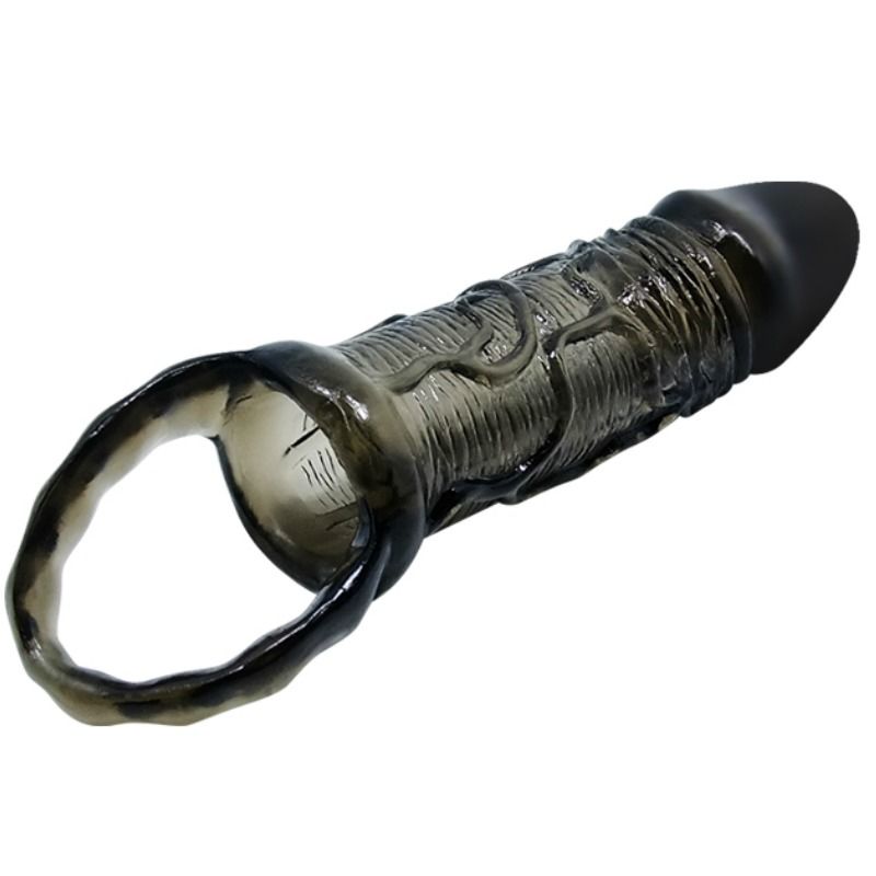 BAILE - BLACK PENIS EXTENDER COVER WITH TESTICLE HANDLE 13.5 CM