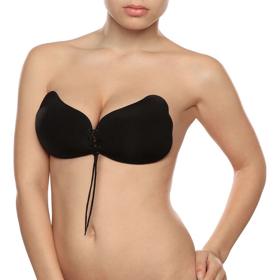 BYE-BRA - Sujetador push-up con encaje, copa B negra