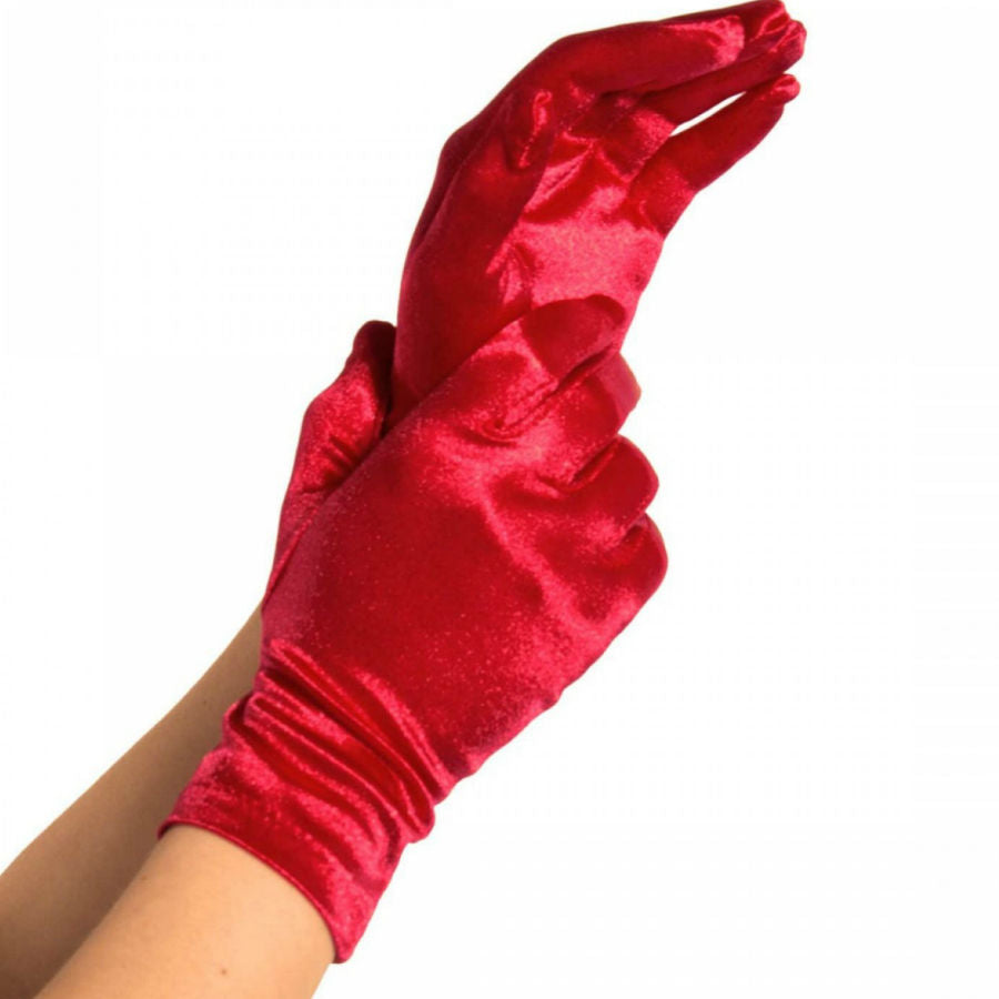 LEG AVENUE - GUANTES DE SATÉN ROJO