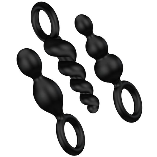 SATISFYER - SET DE 3 TAPONES ANALES NEGROS