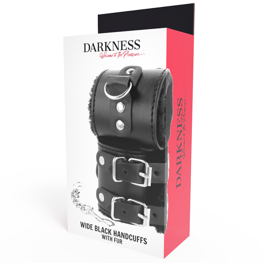 DARKNESS - ESPOSAS DE CUERO NEGRAS AJUSTABLES CON FORRO