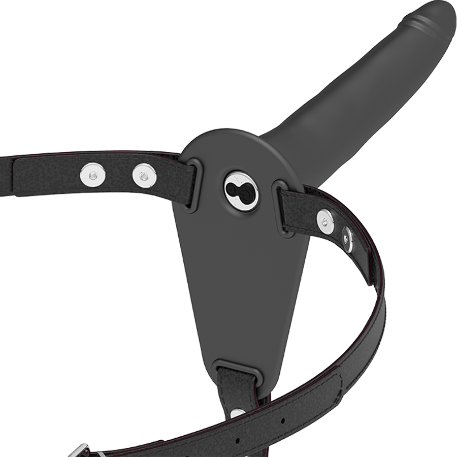 ARNÉS FETISH SUBMISSIVE - VIBRADOR DE SILICONA NEGRO 15 CM