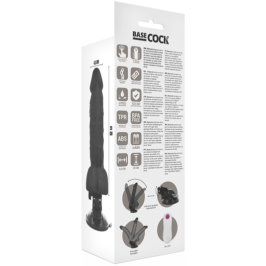 BASECOCK - VIBRADOR ARTICULABLE CON CONTROL REMOTO, NATURAL 20 CM -O- 4.5 CM