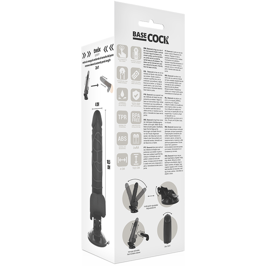 BASECOCK - VIBRADOR REALISTA NATURAL CON CONTROL REMOTO 18,5 CM -O- 4 CM
