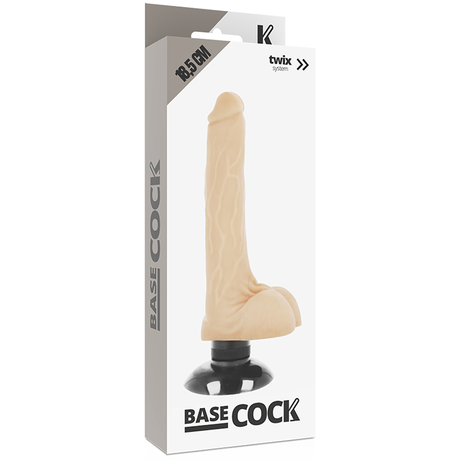 BASECOCK - VIBRADOR NATURAL REALISTA 2 EN 1 18,5 CM -O- 4 CM