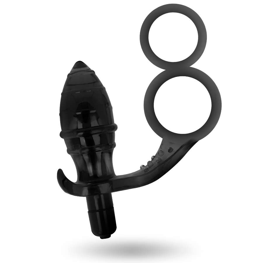 JUGUETES ADICTOS - PLUG ANAL DE DOBLE ANILLO NEGRO