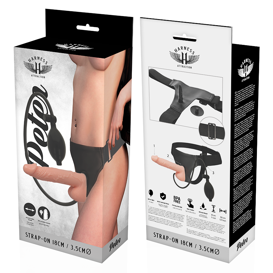 HARNESS ATTRACTION - PETER WITH INFLATABLE PENIS 18 CM -O- 3.5 CM