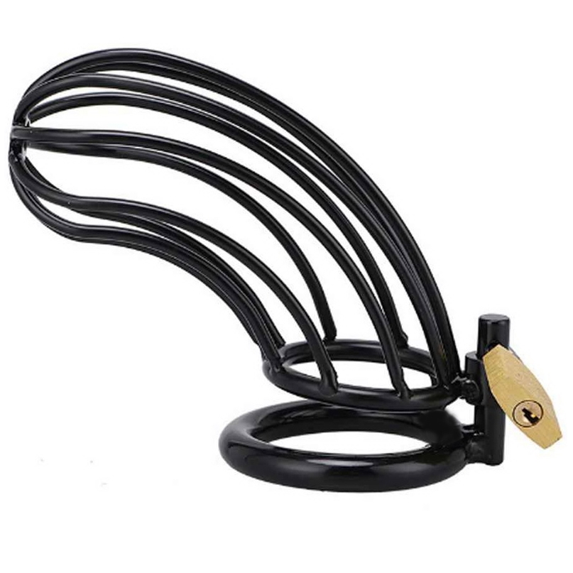 METAL DURO - JAULA DE CASTIDAD CON ANILLO DE METAL NEGRO PARA PÁJAROS
