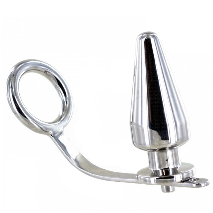 ANILLO DE ACERO CON TAPÓN ANAL DE METAL DURO 45 X 50 MM