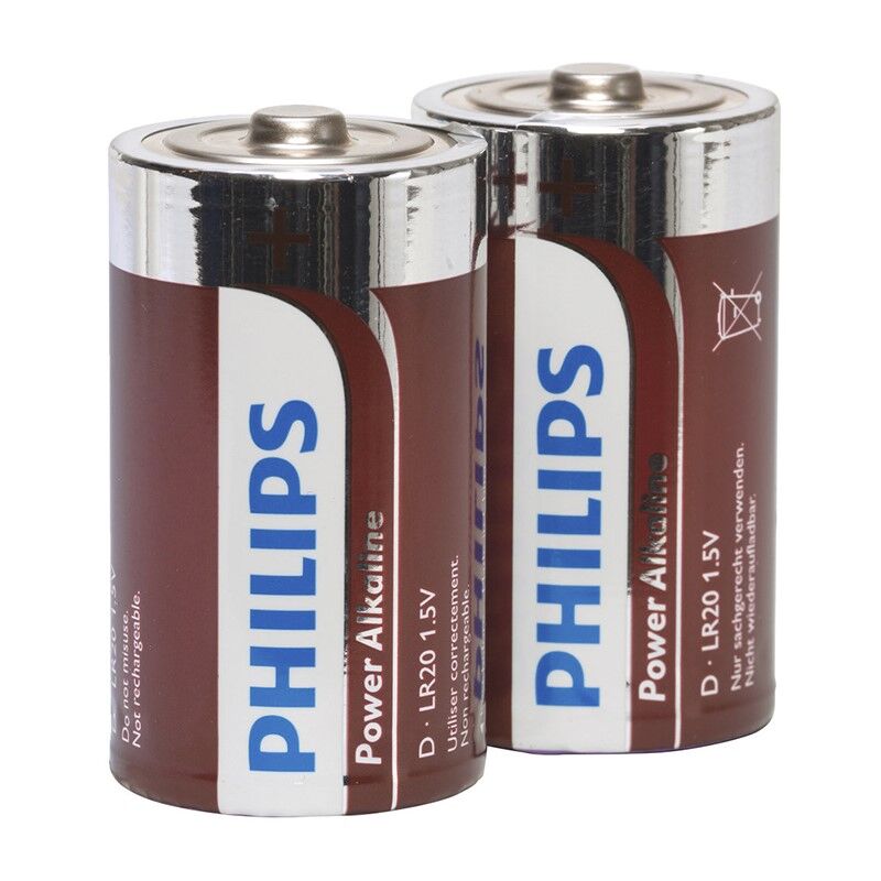 PHILIPS - Pilas alcalinas de potencia D LR20 BLISTER * 2