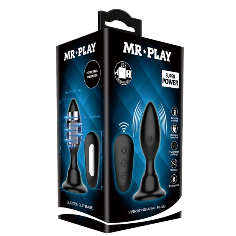 MR PLAY - PLUG ANAL NEGRO CON CONTROL REMOTO VIBRADOR