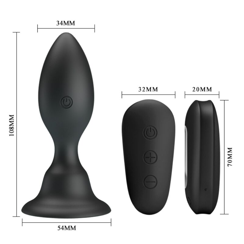 MR PLAY - PLUG ANAL NEGRO CON CONTROL REMOTO VIBRADOR