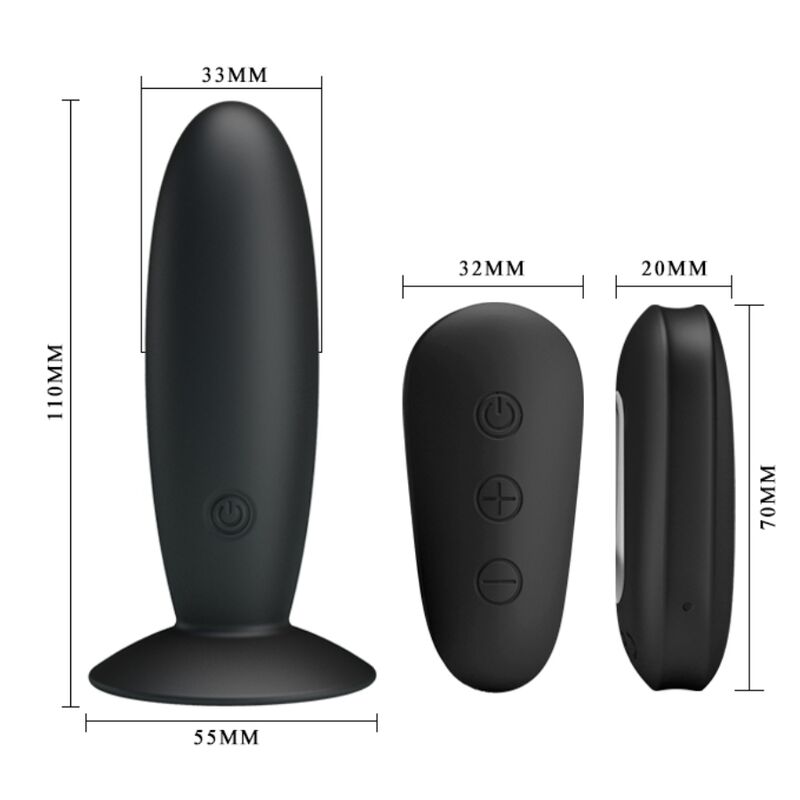 MR PLAY - PLUG ANAL NEGRO CON CONTROL REMOTO VIBRADOR