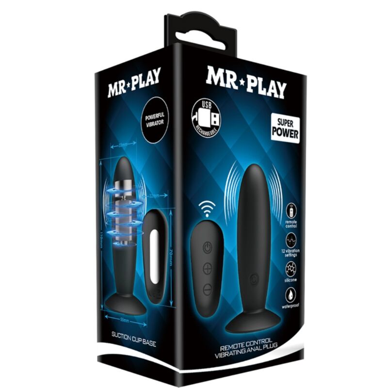 MR PLAY - PLUG ANAL NEGRO CON CONTROL REMOTO VIBRADOR